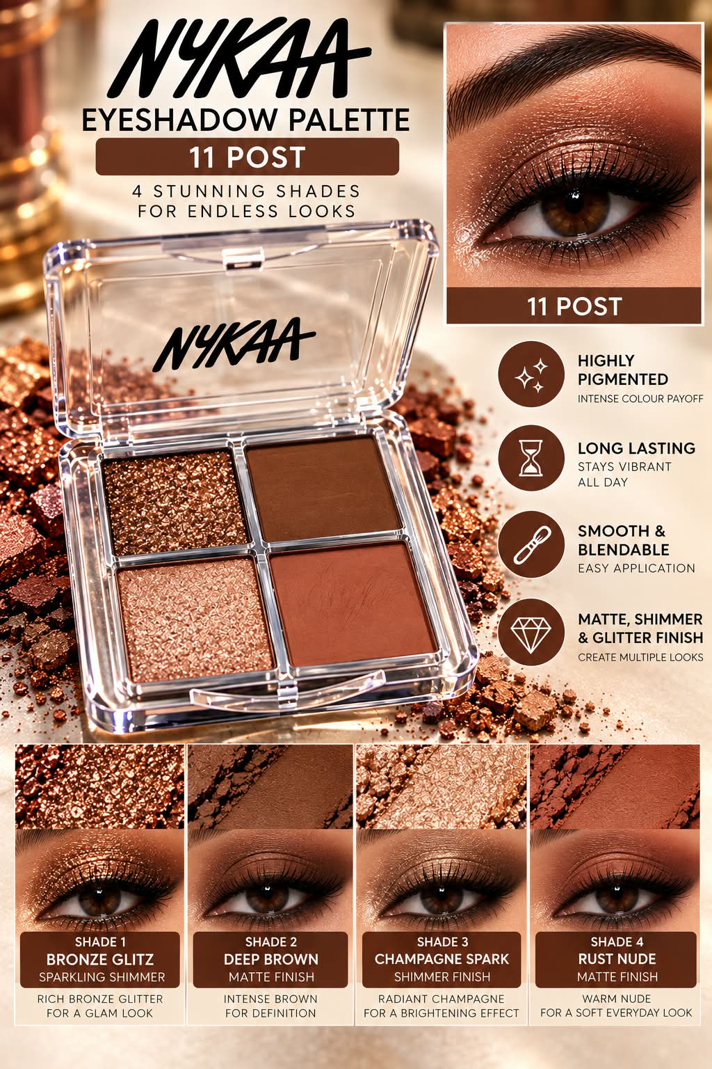 Nykaa Stardust Multi-Texture Holographic Quad Eyeshadow Palette