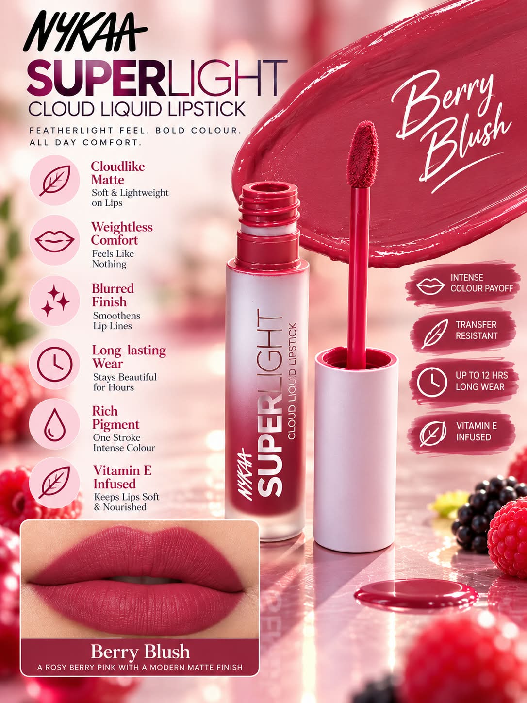 Nykaa Superlight Cloud Liquid Lipstick Cica Extracts Squalane Vitamin E