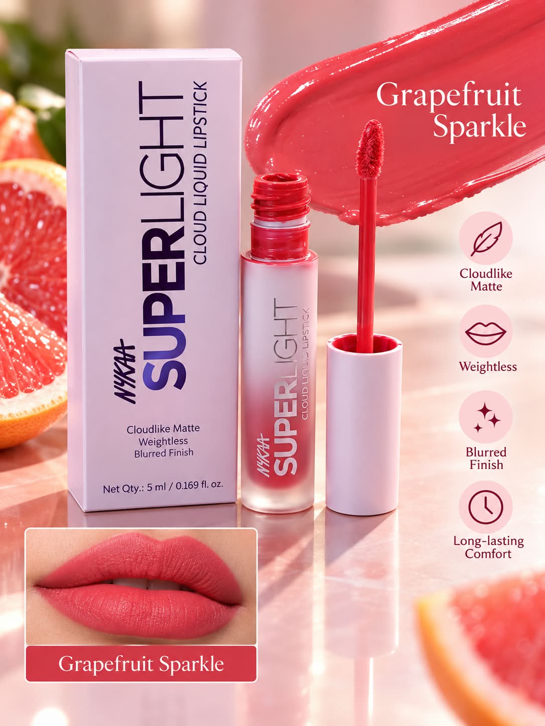 Nykaa Superlight Cloud Liquid Lipstick Cica Extracts Squalane Vitamin E