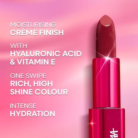 Nykaa Ultra Silk Hydrating Satin Serum Creme Glitter Lipstick with Hyaluronic Acid