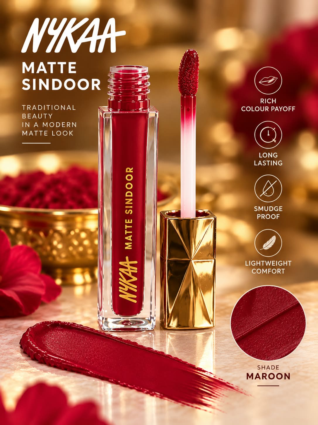 Nykaa Matte Sindeer Smudge Proof Rich Colour Long Lasting