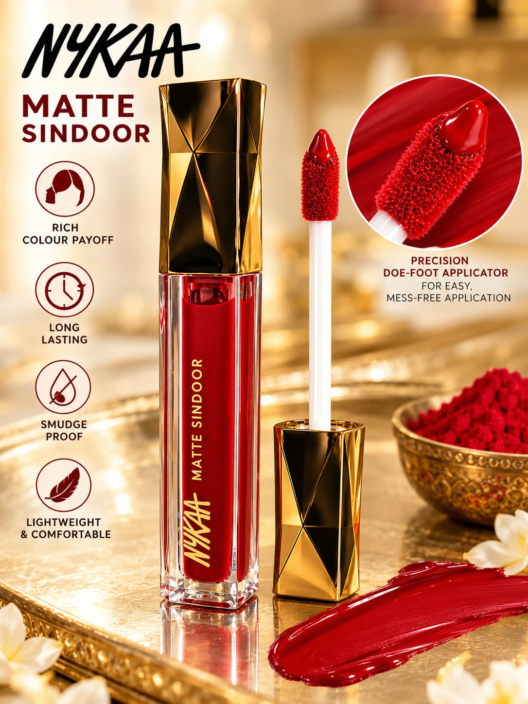 Nykaa Matte Sindeer Smudge Proof Rich Colour Long Lasting