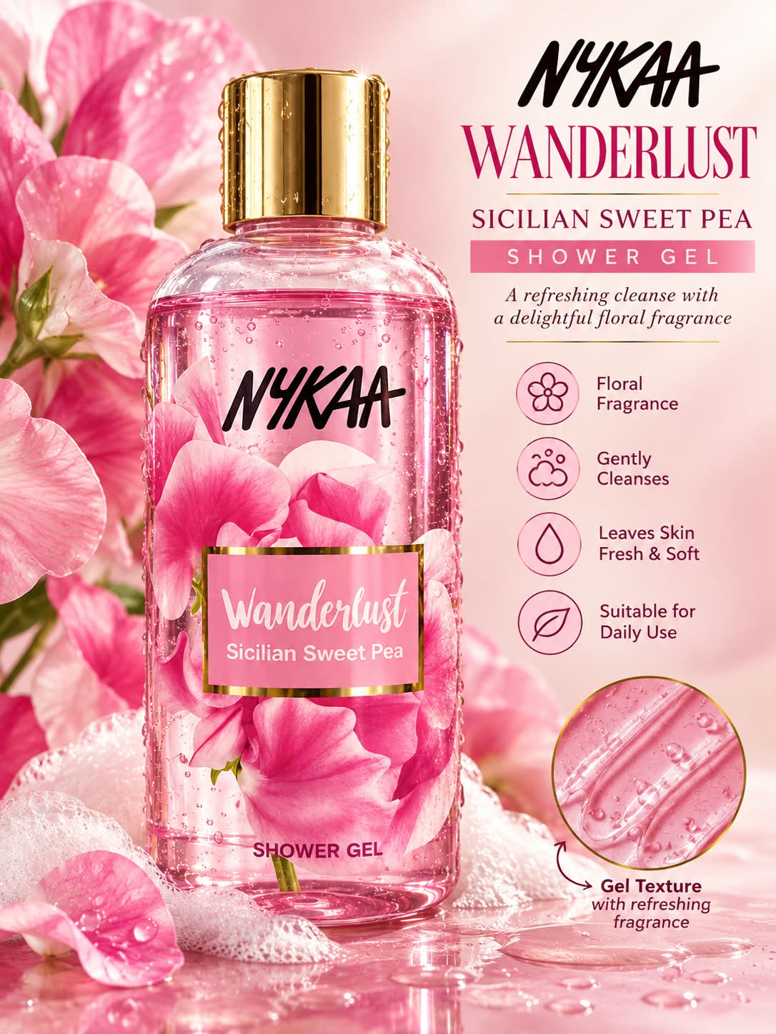 Nykaa Wanderlust Sicilian Sweet Pea Shower Gel 300ml