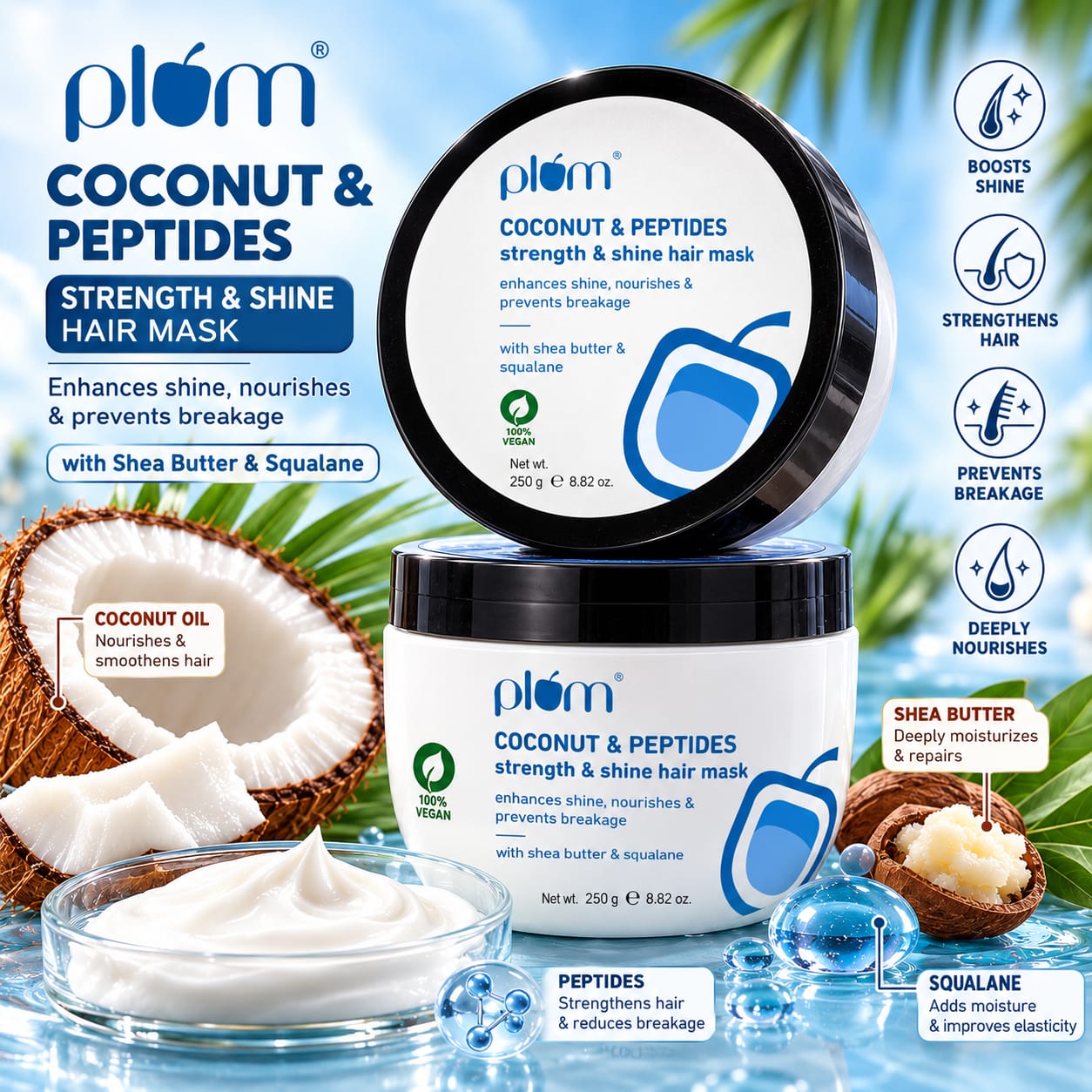 Plum Coconut & Peptides Strength & Shine Hair Mask 250gm