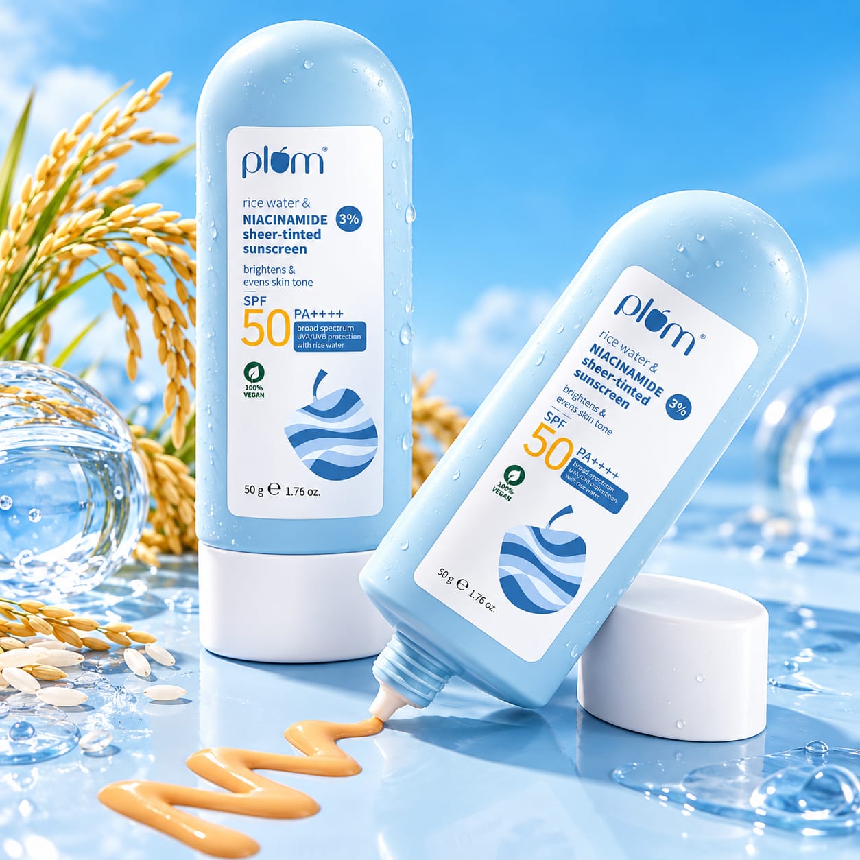 Plum Rice Water & Niacinamide Sheer- Tinted Sunscreen 50gm