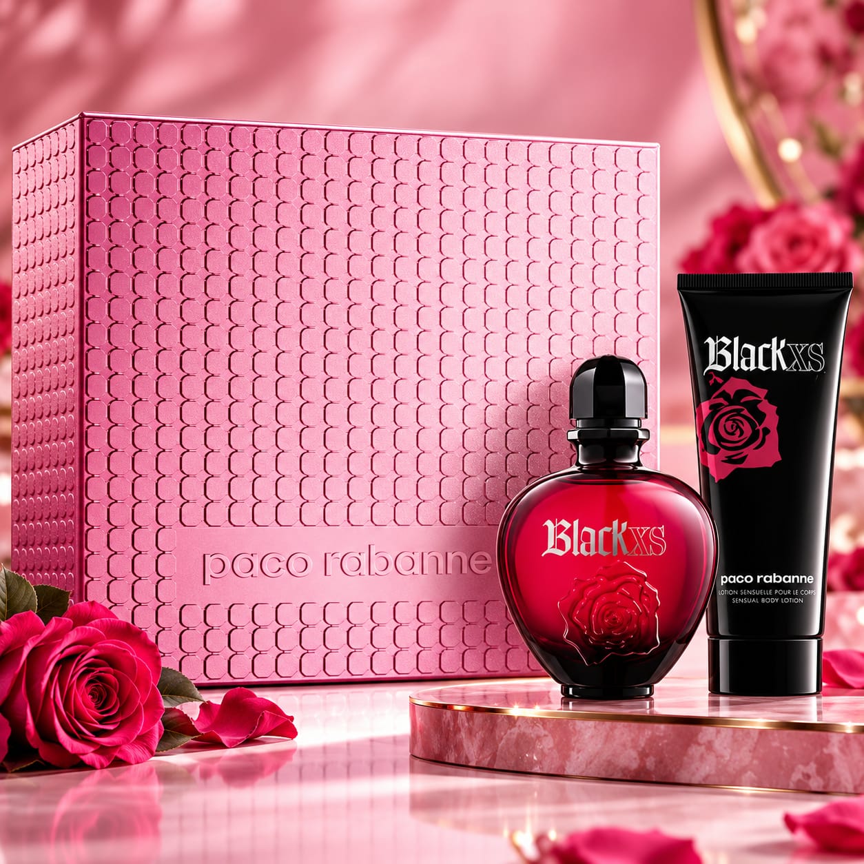 Paco Rabanne Black Xs Gift Set For Women 80ml Perfume + 100ml Body Lotion