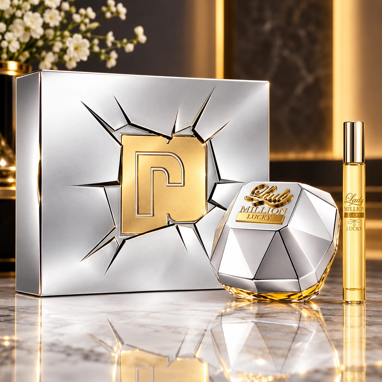 Paco Rabanne Lady Million Lucky Gift Set For Women 80ml Perfume + 10ml Travel Spray