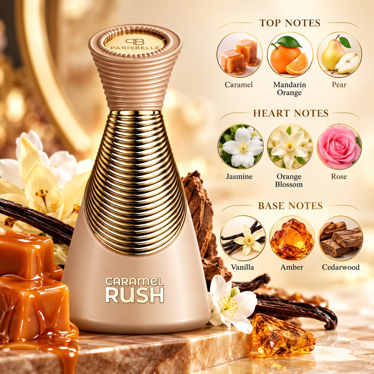 Parisbelle Caramel Rush Perfume Extrait De Parfum 100ml