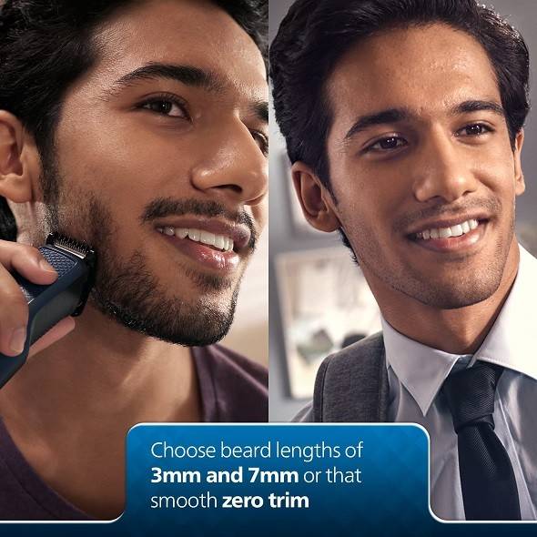 Philips Battery Powered Skin Protect Beard Trimmer for Men  | BT1230/18 Beard Trimmer | Trimmer 30 min  Runtime 2 Length Settings