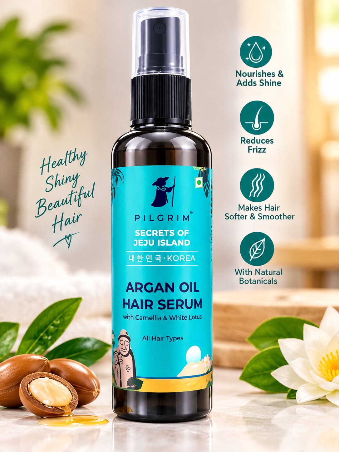 Pilgrim Secrets Of Jeju Island  Argan Oil Hair Serum