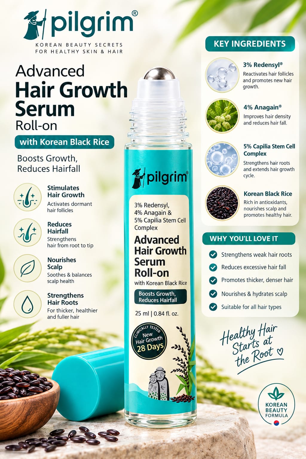 Pilgrim Advanced Hair Growth Serum Roll-on 25ml