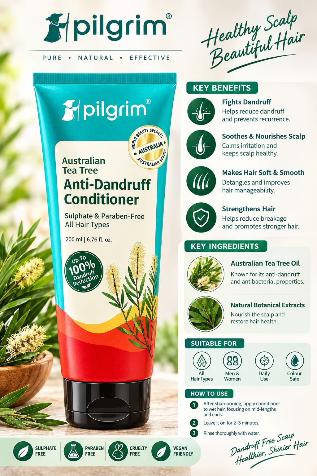 Pilgrim Australian Tea Tree Anti-Dandruff Conditioner 200ml