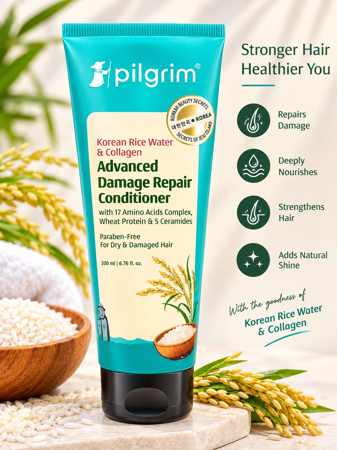 Pilgrim Korean Rice Water & Collagen Advanced Damage Repair Conditioner 200ml