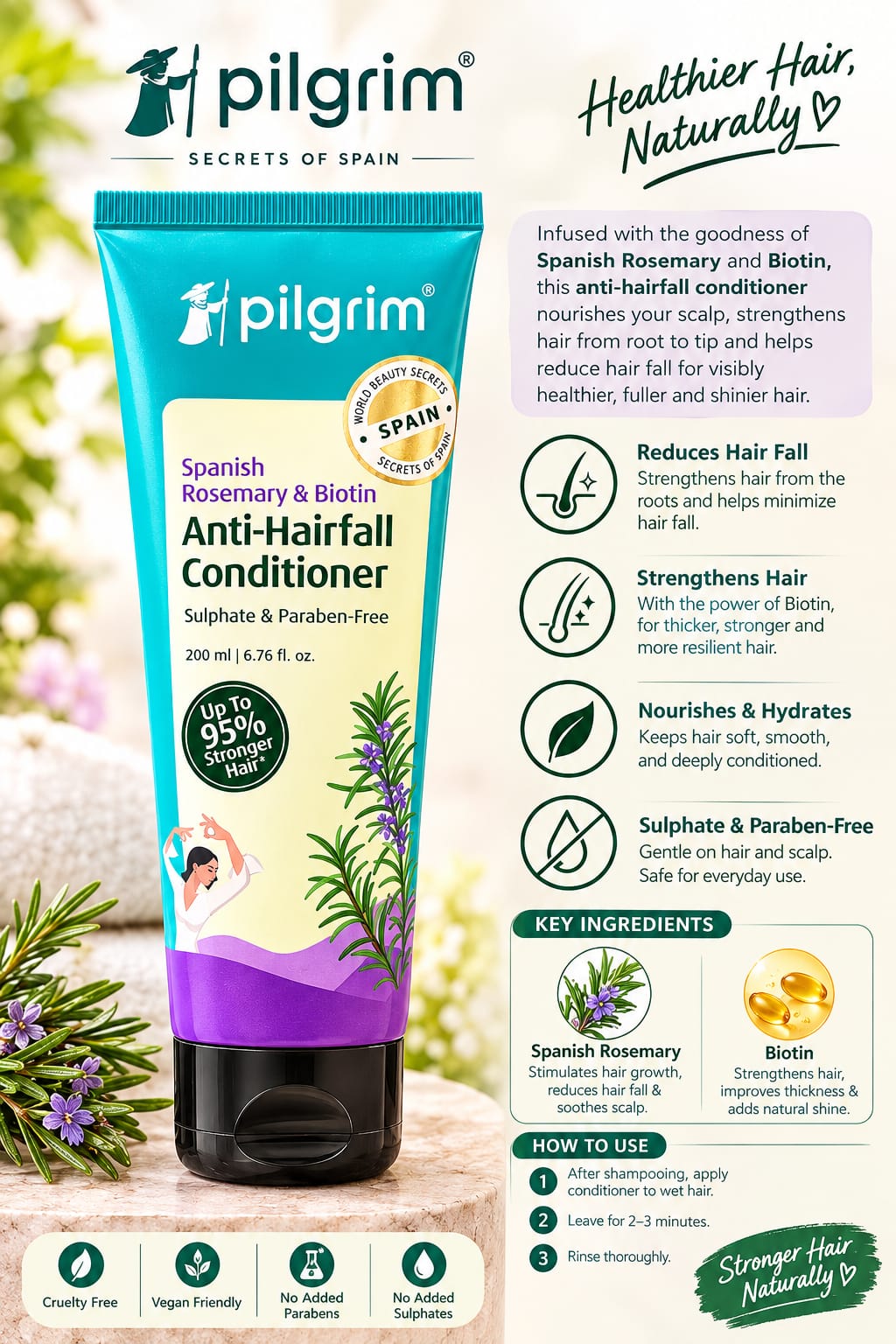 Pilgrim Spanish Rosemary & Biotin Anti-Hairfall conditioner 200ml