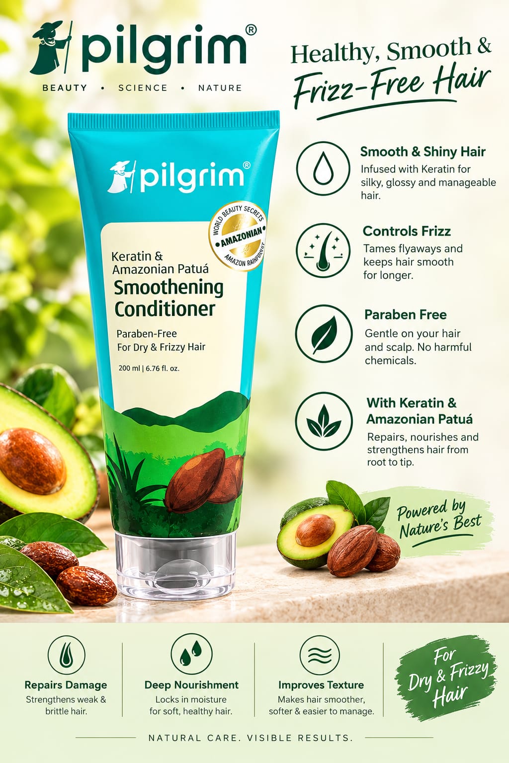Pilgrim Keratin & Amazonian Patua Smoothening Conditioner 200ml
