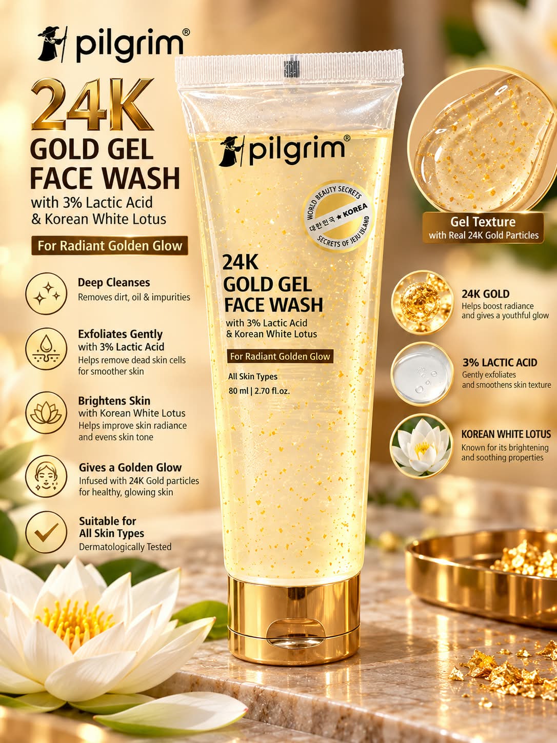 Pilgrim 24k Gold Gel Face Wash