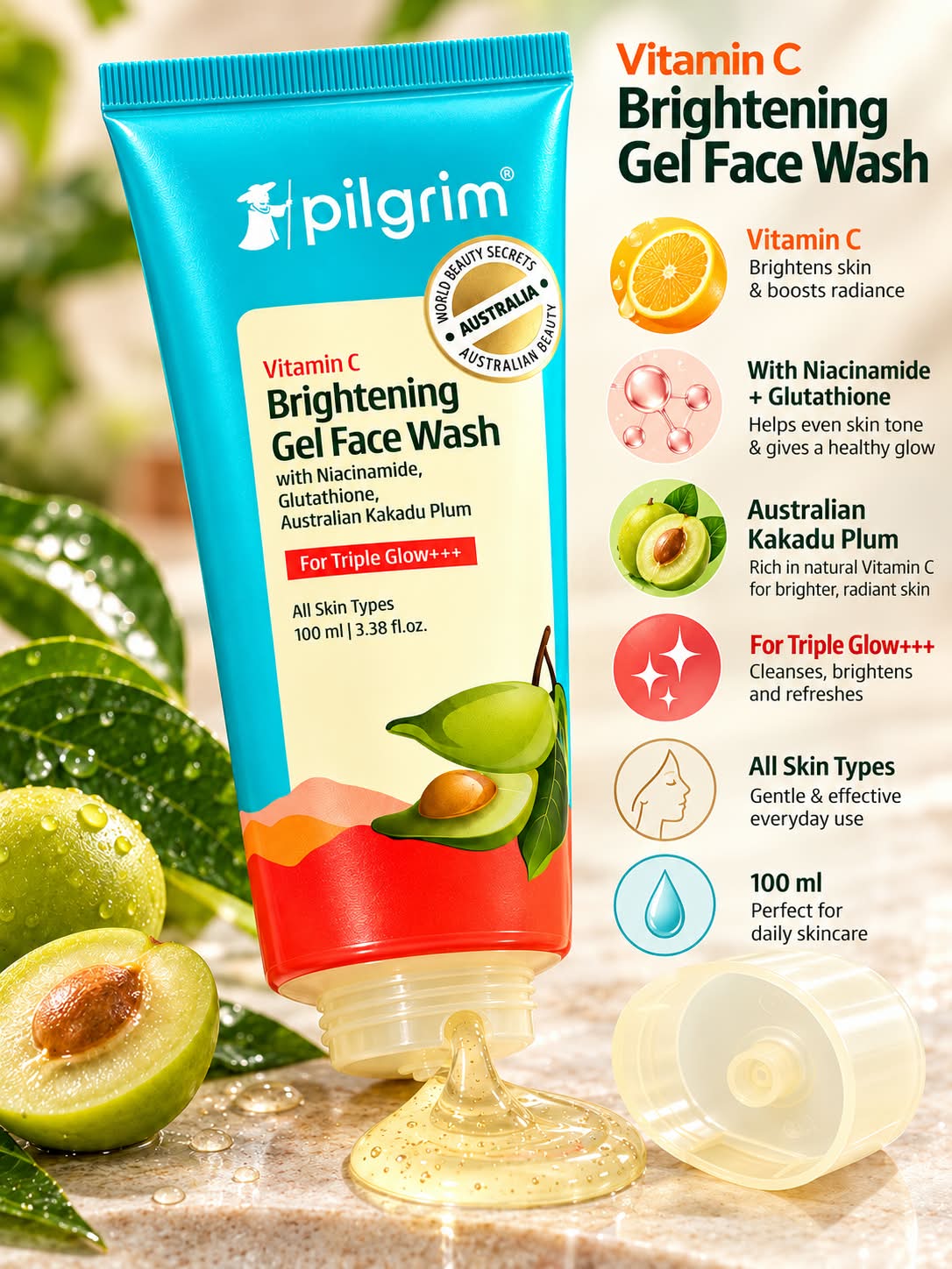 Pilgrim Vitamin C Brightening Gel Face Wash
