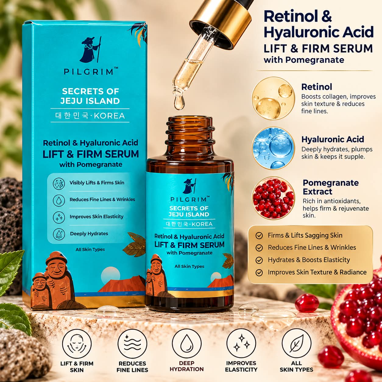 Pilgrim Secrets Of Jeju Island Lift & Firm Serum 30ML