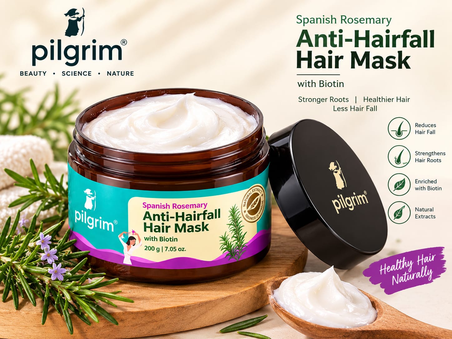 Pilgrim Spanish Rosemary Anti-Hairfall Hair Mask ...200g