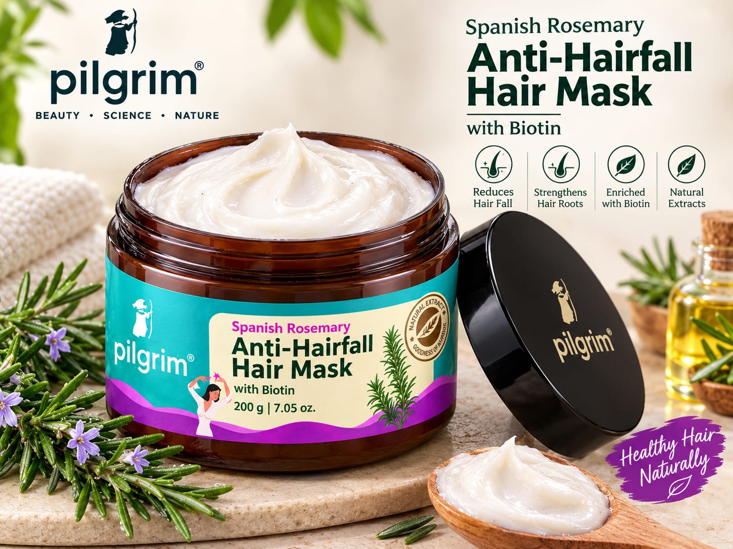 Pilgrim Spanish Rosemary Anti-Hairfall Hair Mask ...200g