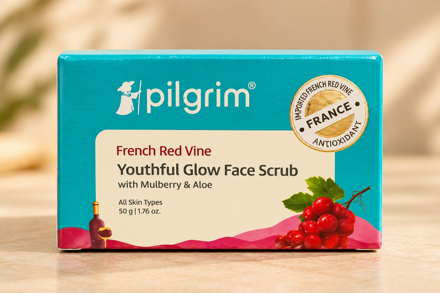Pilgrim French Red Vine Youthful Glow Face Scrub 50g