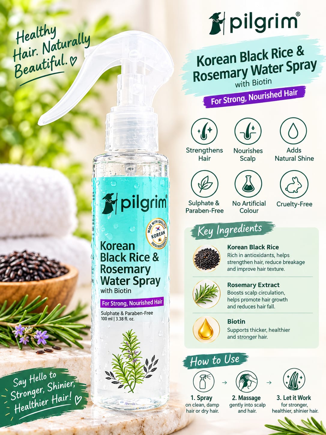 Pilgrim Korean Black Rice & Rosemary Water Spray