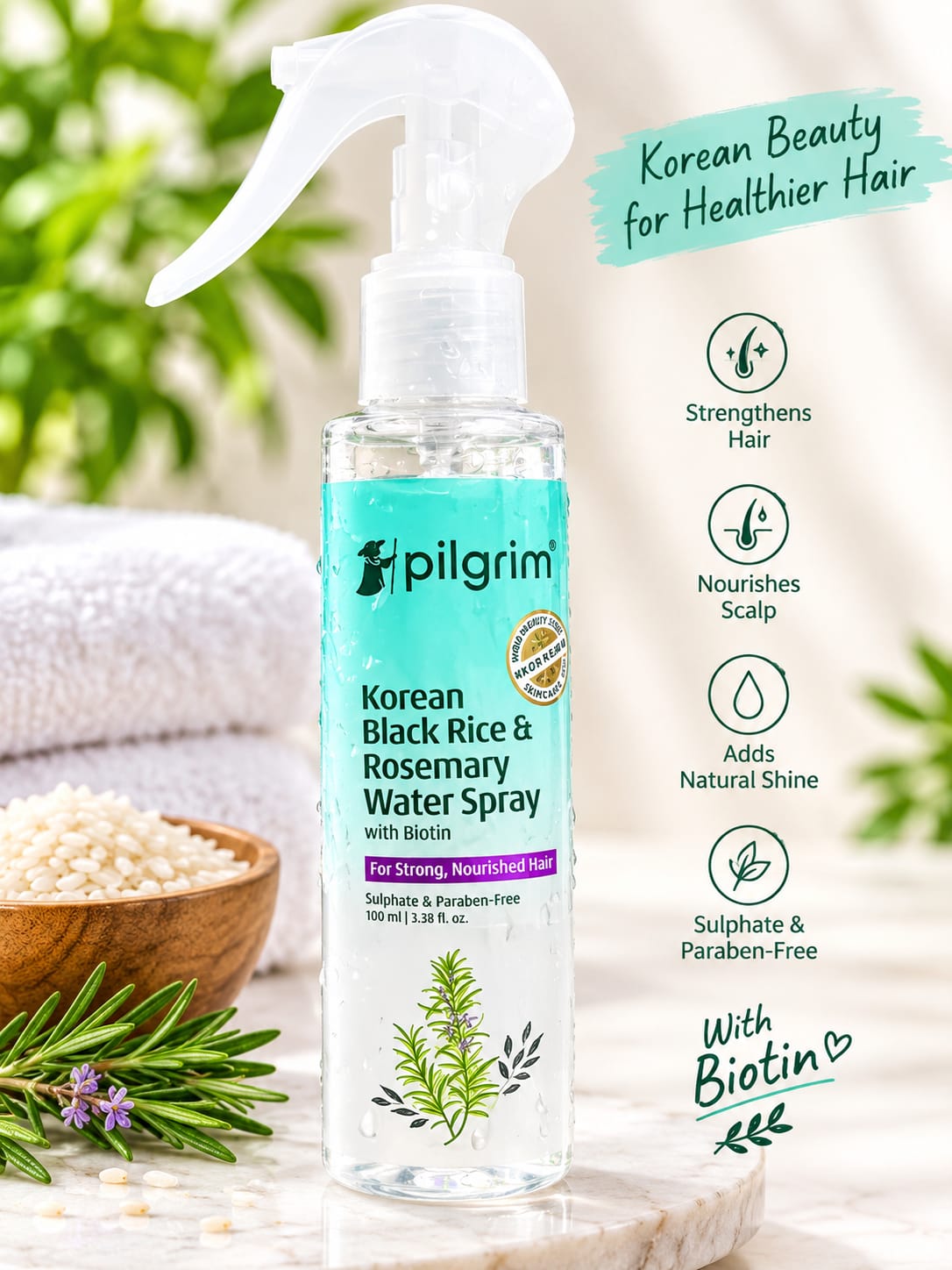 Pilgrim Korean Black Rice & Rosemary Water Spray