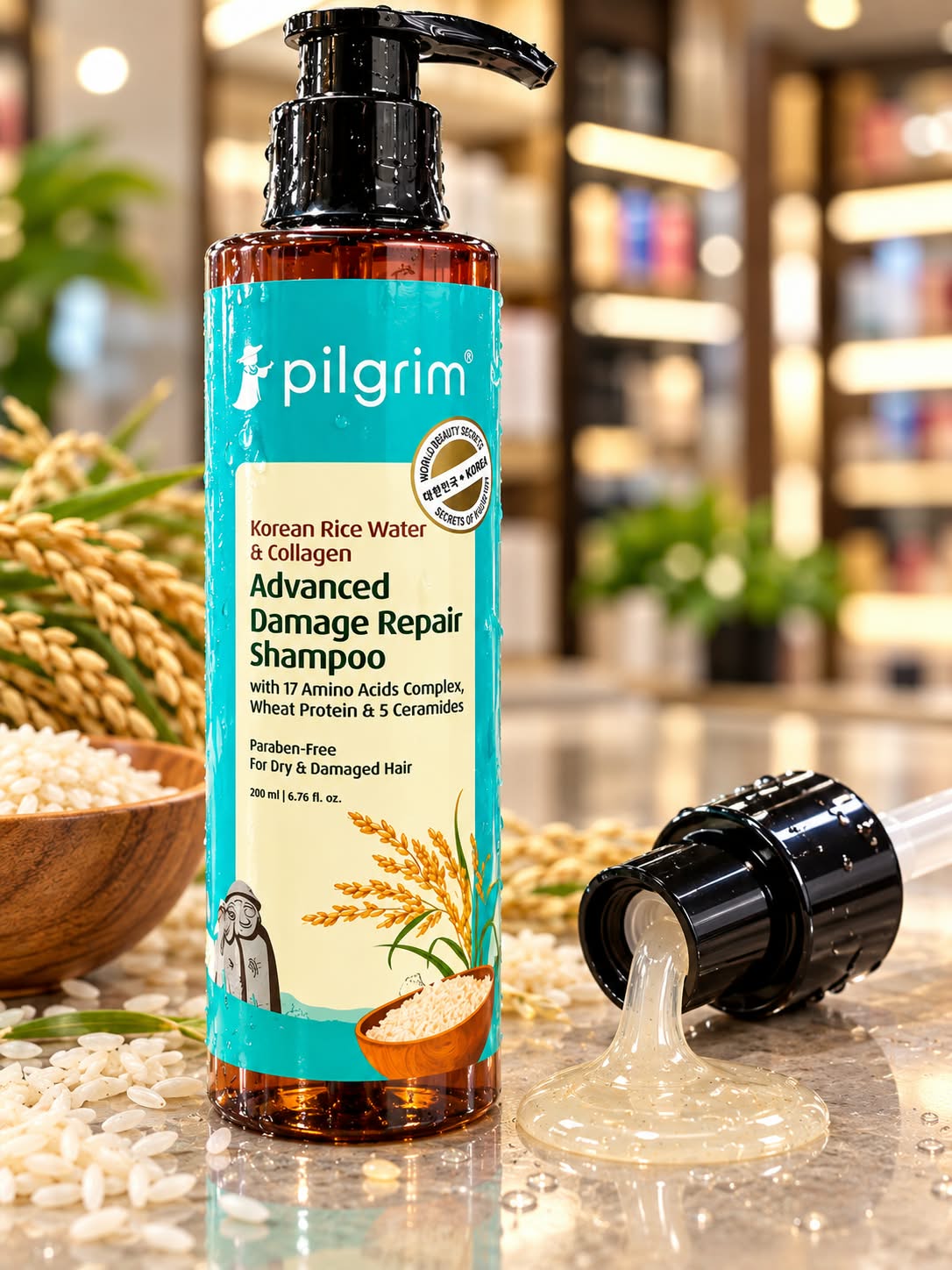 Pilgrim Korean Rice Water & Collagen Advanced Damage Repair Shampoo..200ml