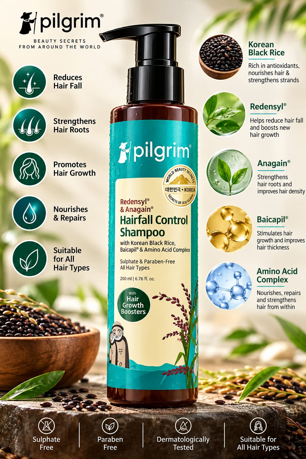 Pilgrim Redensy| & Anagain Hairfall Control Shampoo...200ml