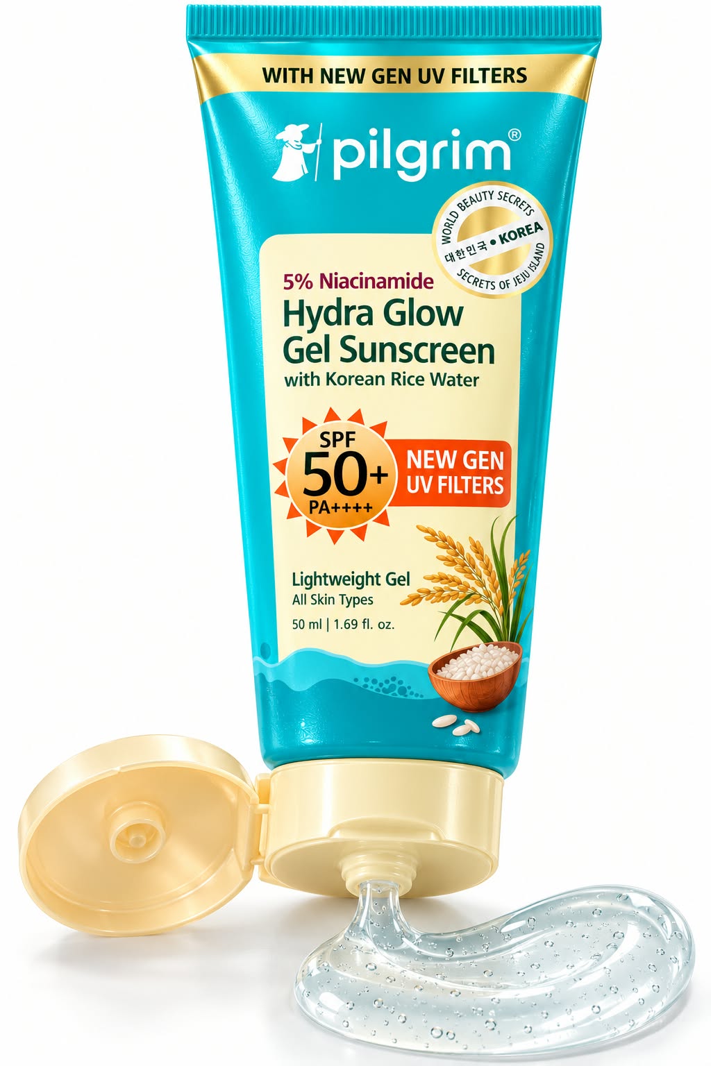 Pilgrim Hydra Glow Gel Sunscreen SPF 50+PA++++ New Gen UV Filters 50 ml