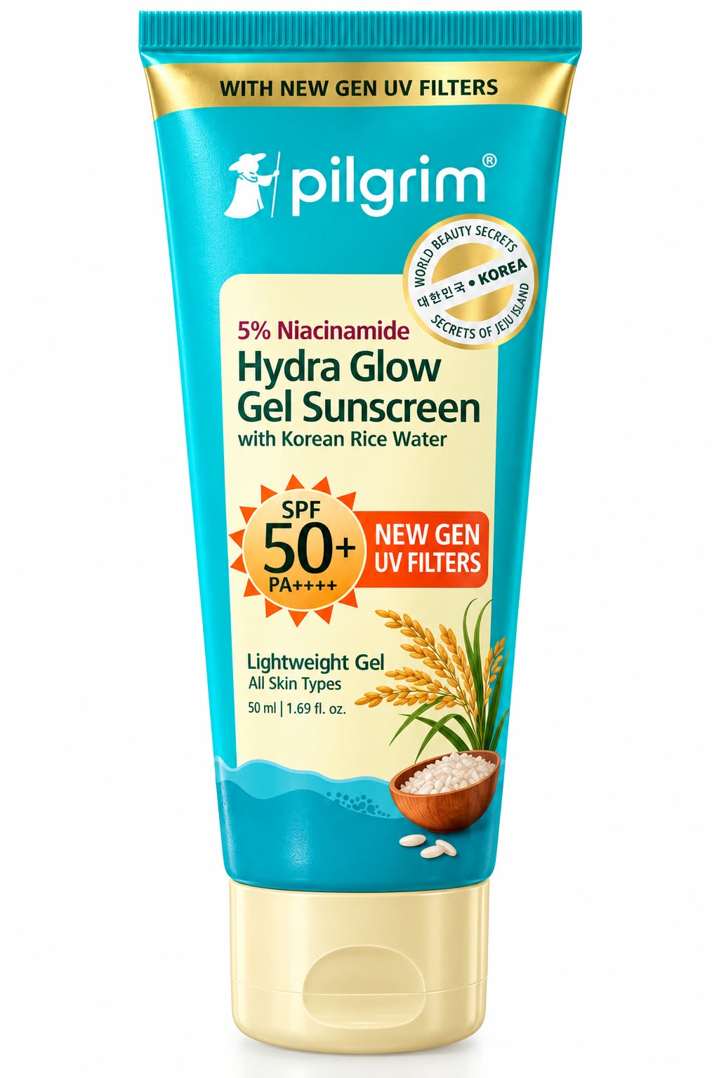 Pilgrim Hydra Glow Gel Sunscreen SPF 50+PA++++ New Gen UV Filters 50 ml
