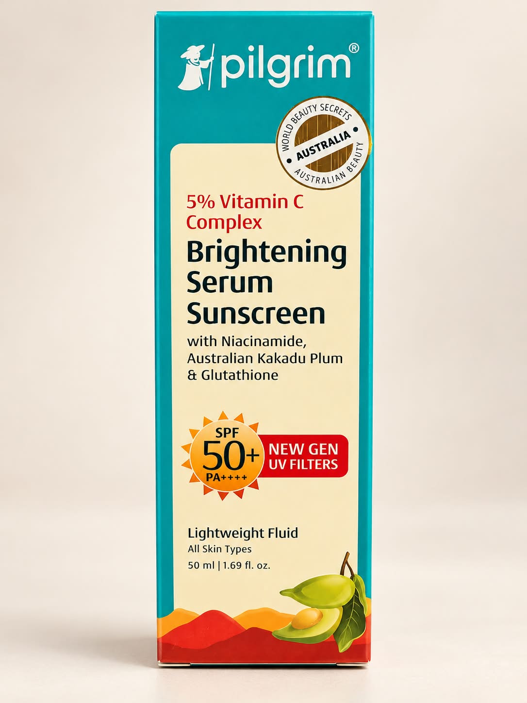 Pilgrim 5% Vitamin C Complex Brightening Serum Sunscreen SPF 50+ PA++++ New Gen UV Filters 50 ml