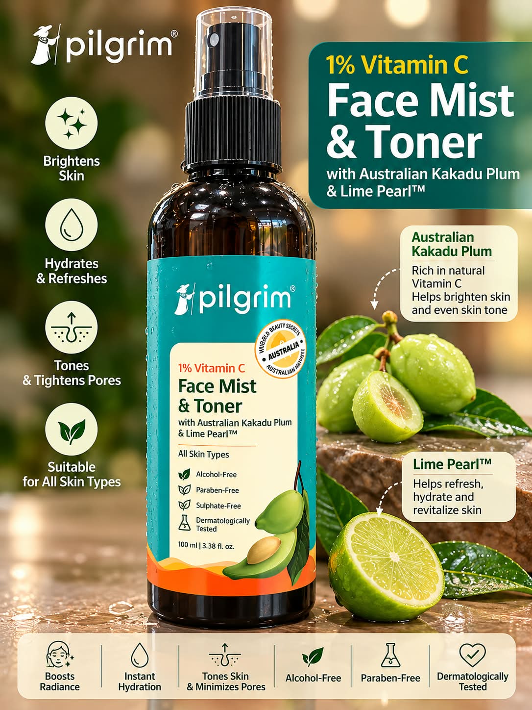 Pilgrim Vitamin C 1%  Face Mist & Toner 100ml