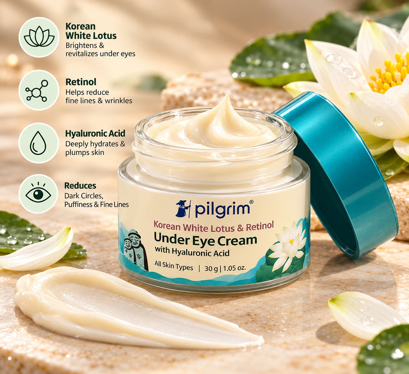 Pilgrim Korean White Lotus & Retinol Under Eye Cream 30g