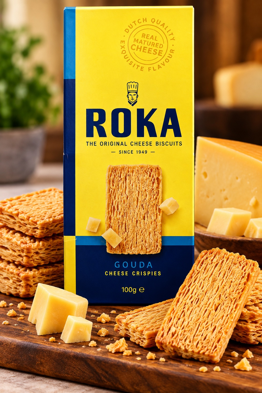 Roka The Original Cheese Biscuits Gouda Cheese Crispies 100gm