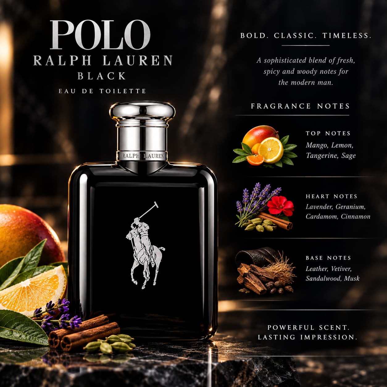 Ralph Lauren Polo Black Perfume For Men EDT 125ml