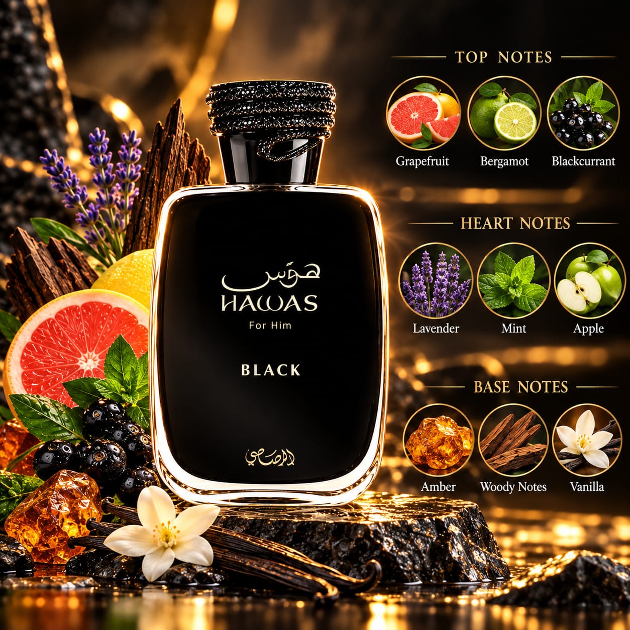 Rasasi Hawas Black Perfume For Men EDP 100ml