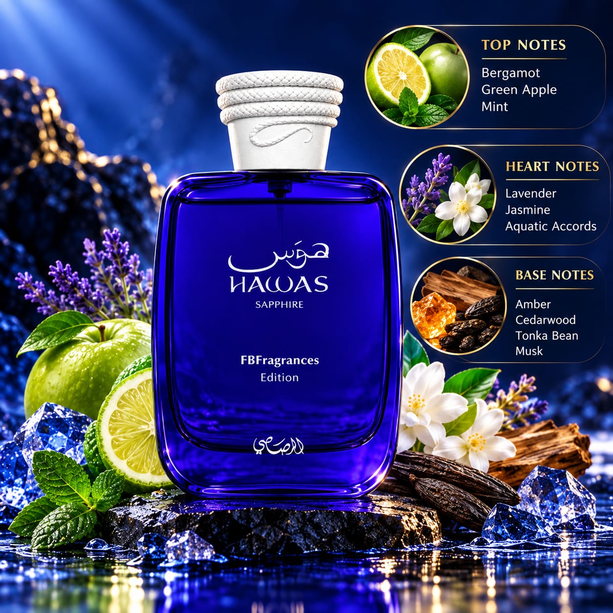Rasasi Hawas Sapphire FBFragrances Edition Perfume For Men EDP 100ml