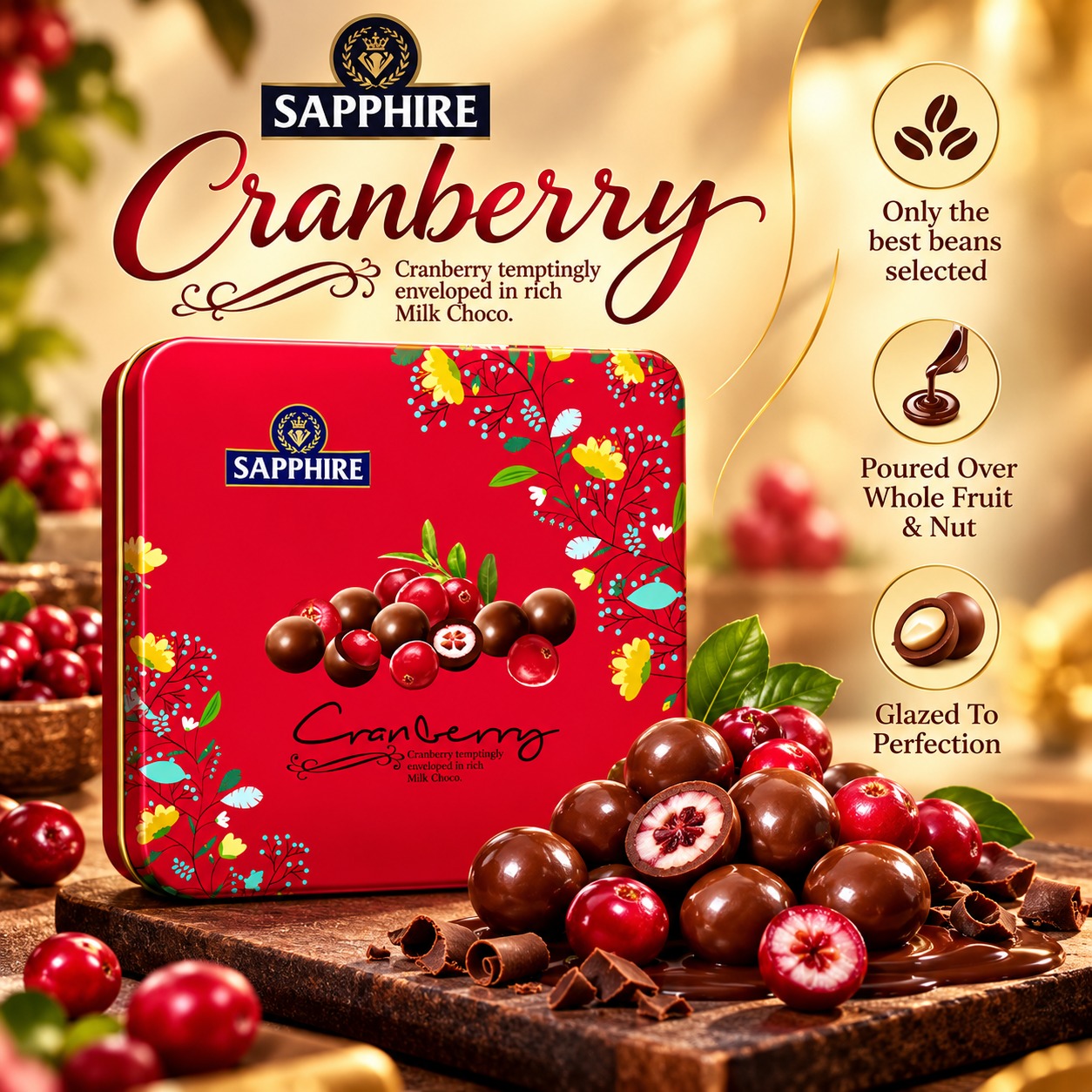 Sapphire Cranberry Covered With Milk Choco 90gm