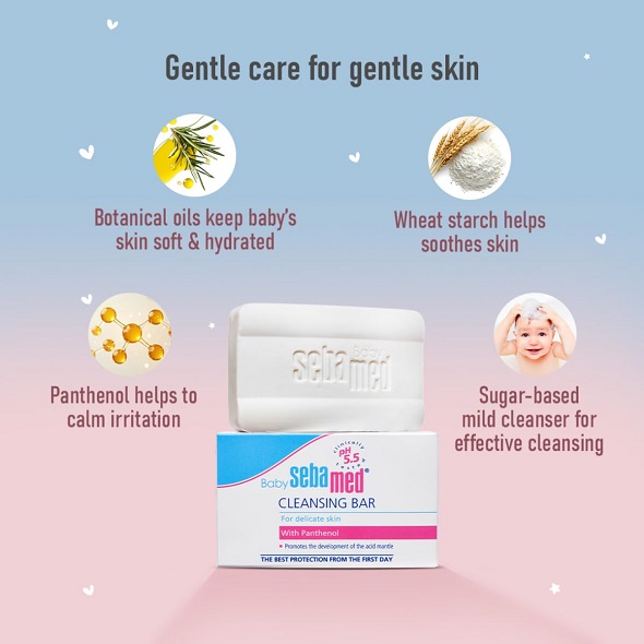 Sebamed Baby Cleansing Bar Soap | Ph 5.5 | With Panthenol | No tears & Soap Free bar | For Delicate skin