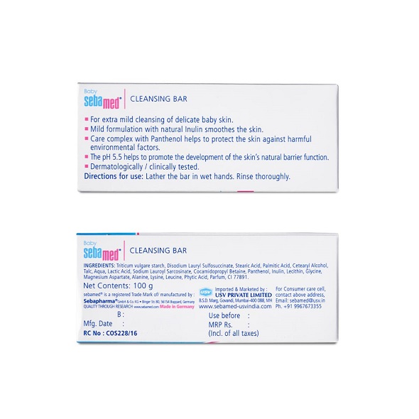 Sebamed Baby Cleansing Bar Soap | Ph 5.5 | With Panthenol | No tears & Soap Free bar | For Delicate skin