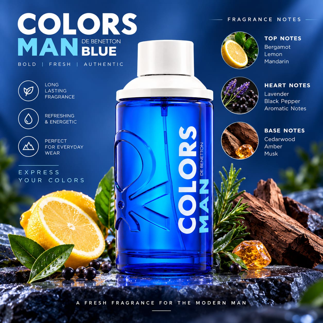 United Colors Of Benetton Colors De Benetton Man Blue Perfume For Men EDT 200ml