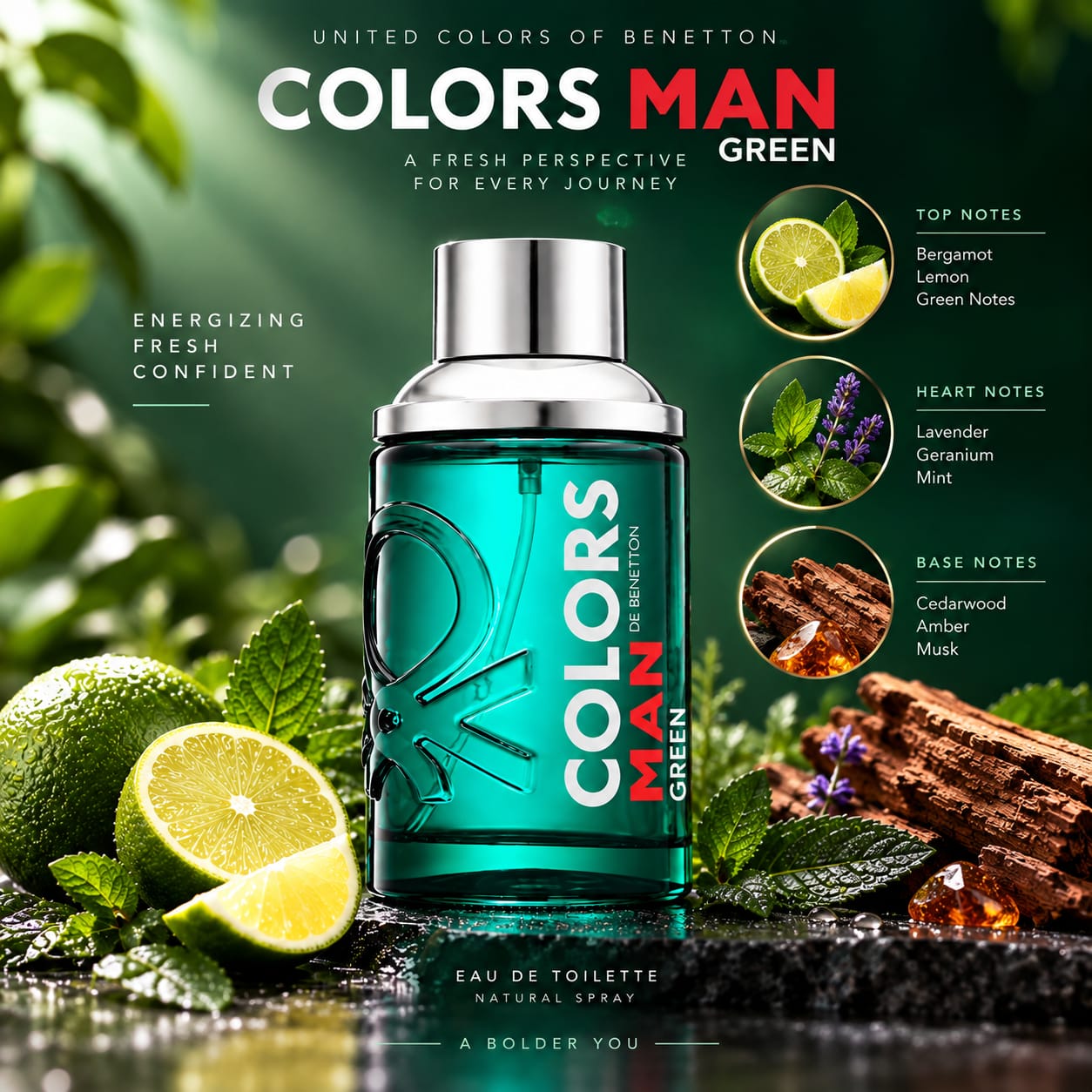 United Colors Of Benetton Colors De Benetton Man Green Perfume For Men EDT 100ml