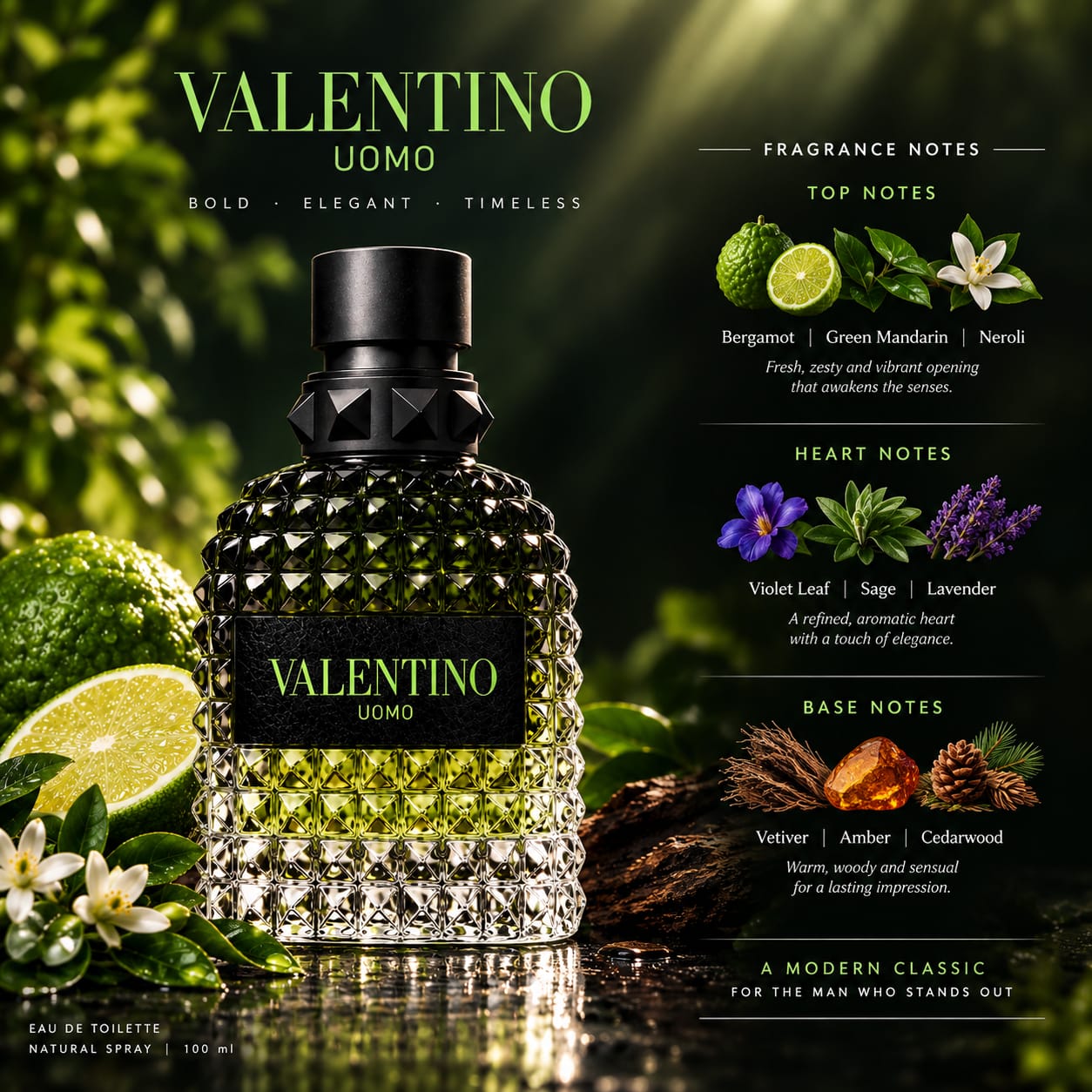 Valentino Uomo Born In Roma Green Stravaganza Perfume For Men EDT 100ml