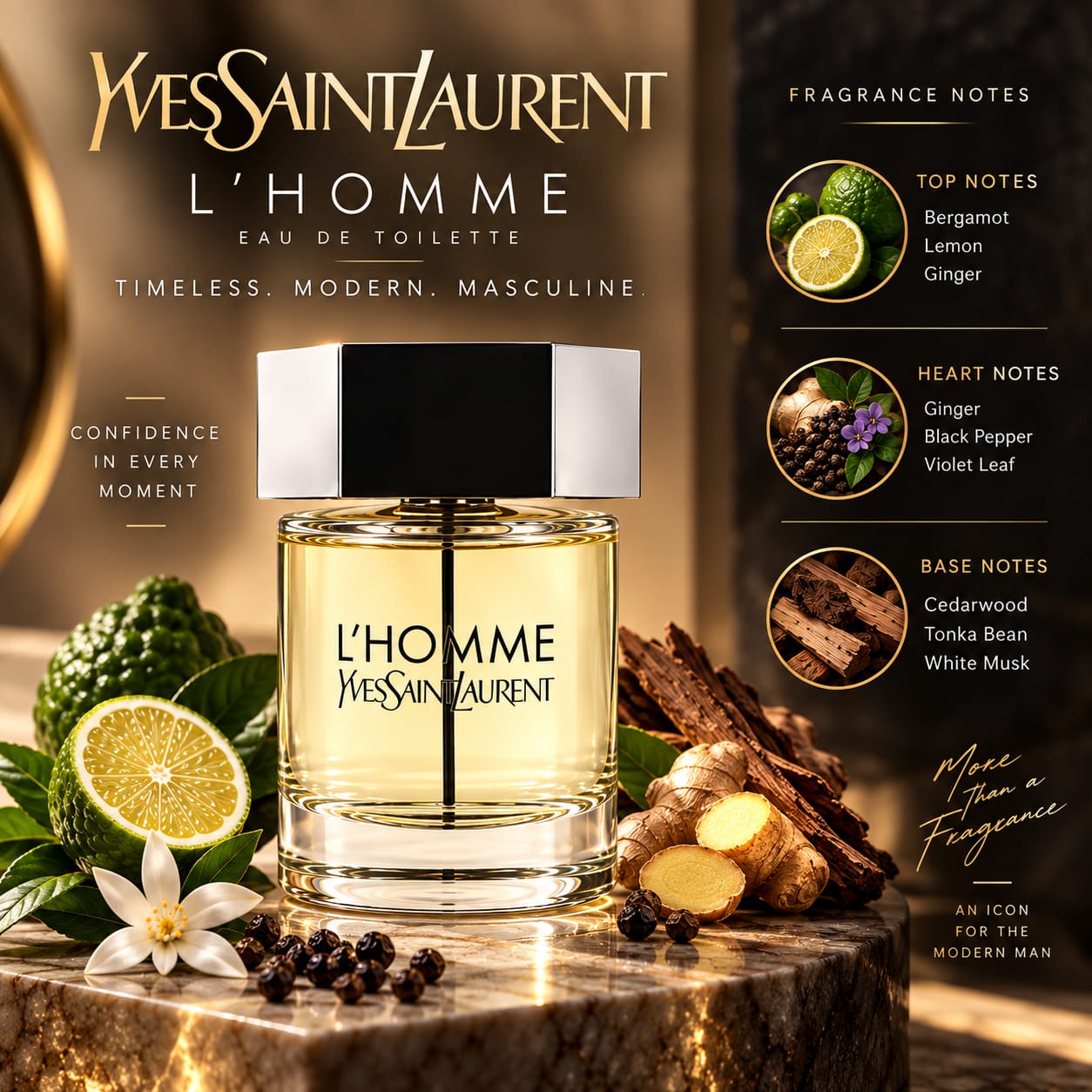 Yves Saint Laurent L'Homme Perfume For Men EDT 100ml
