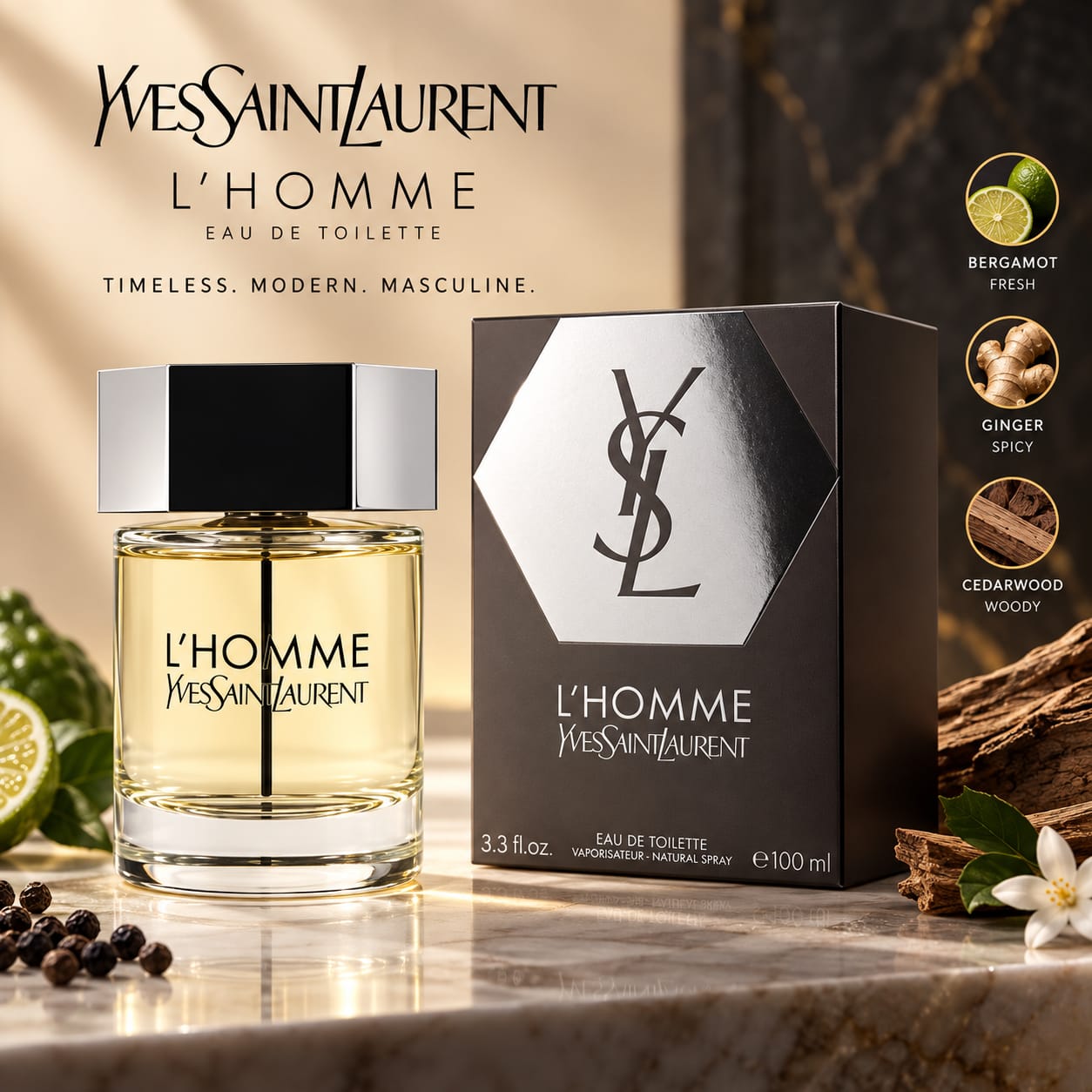Yves Saint Laurent L'Homme Perfume For Men EDT 100ml