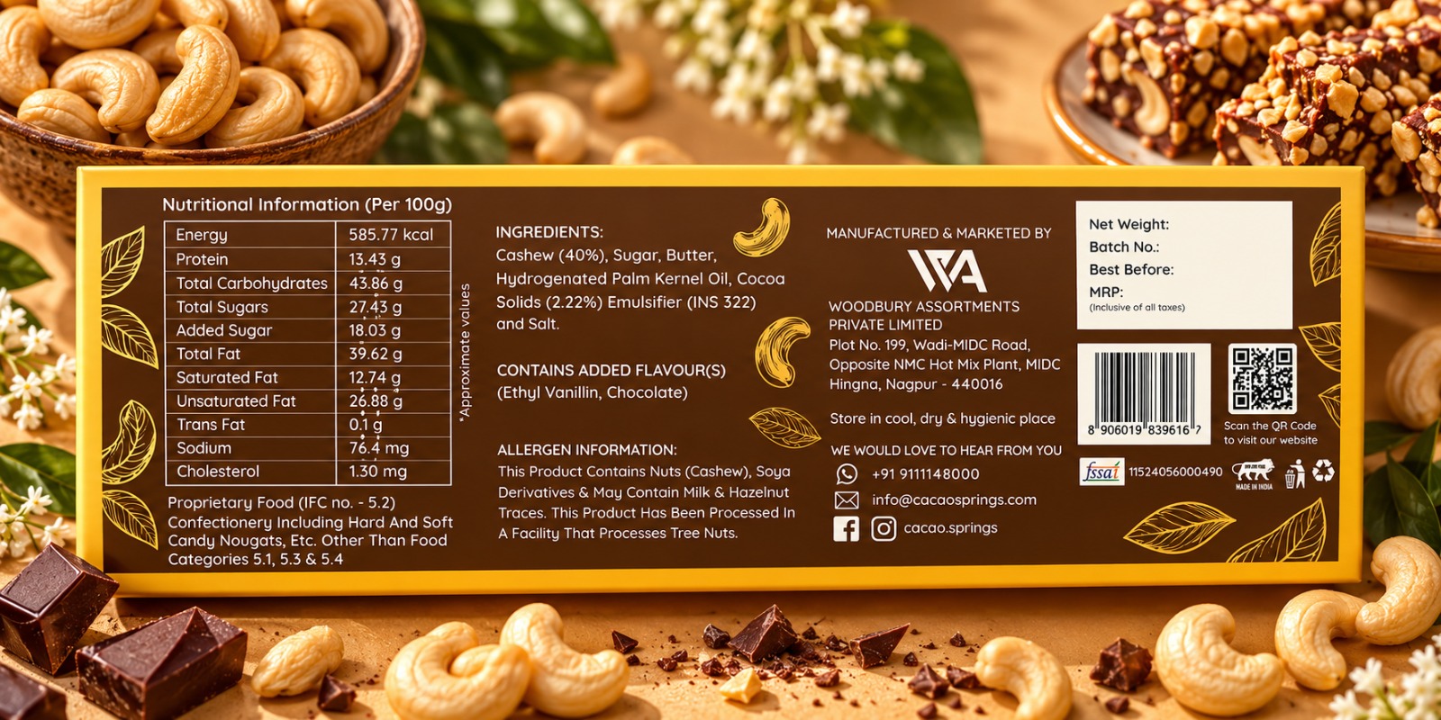Cacao Springs Cashew Roca 60gm