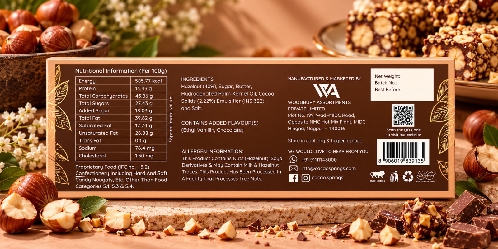 Cacao Springs Hazelnut Roca 60gm