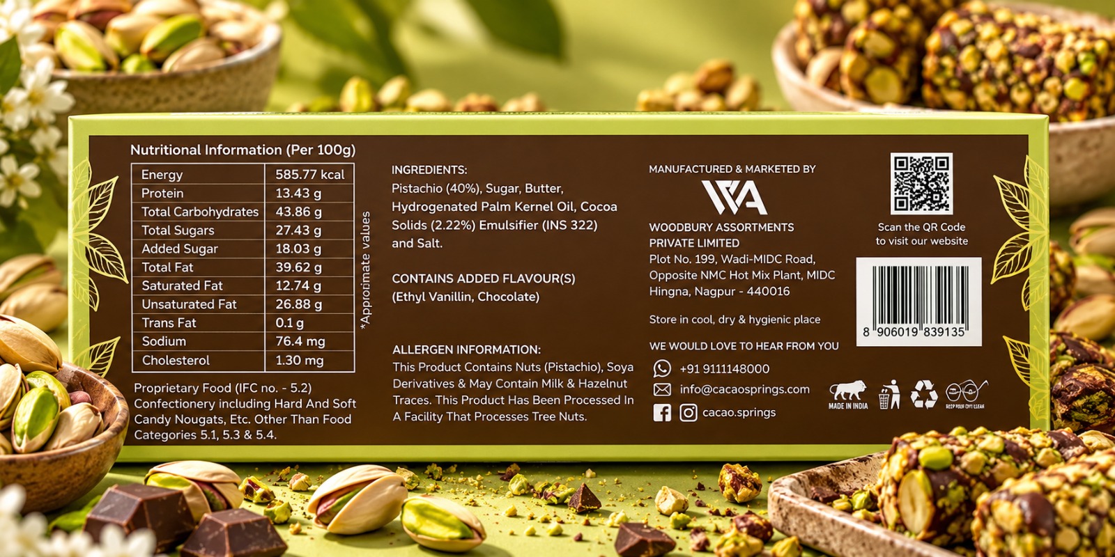 Cacao Springs Pistachio Roca 60gm