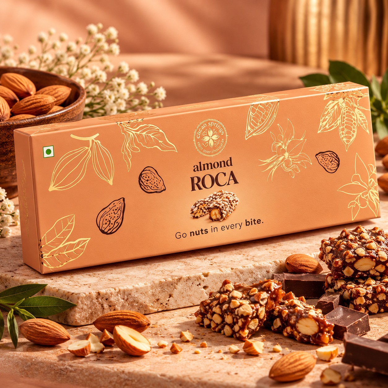 Cacao Springs Almond Roca 60gm